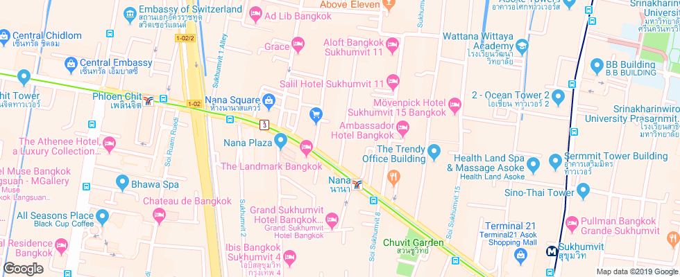 Отель Amari Boulevard на карте Таиланда