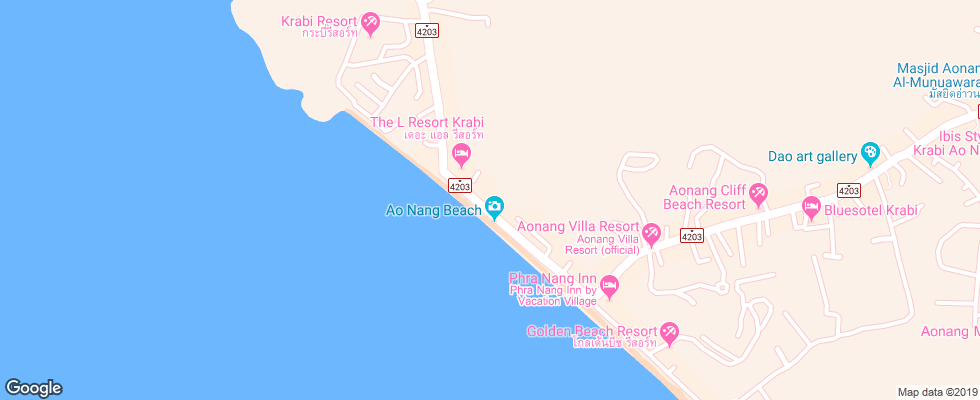 Отель Aonang Lake Side Bungalow на карте Таиланда