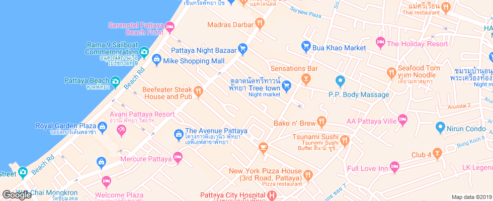 Отель Arya Inn Pattaya на карте Таиланда