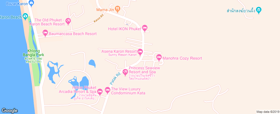 Отель Asena Karon Resort на карте Таиланда