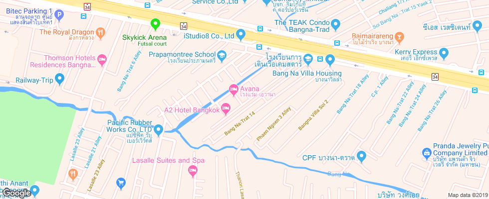 Отель Avana Bangkok на карте Таиланда