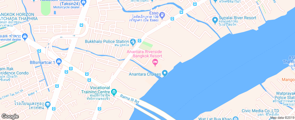Отель Avani Riverside Bangkok Hotel на карте Таиланда