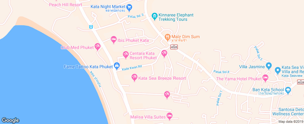 Отель Baan Nueng Kata на карте Таиланда