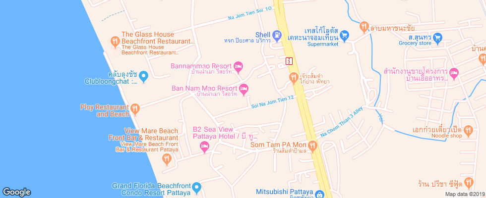 Отель Ban Nam Mao Resort на карте Таиланда