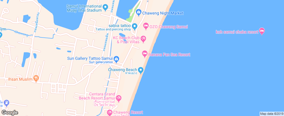 Отель Banana Fan Sea Samui на карте Таиланда