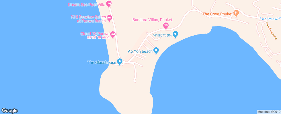 Отель Bandara Beach Phuket на карте Таиланда