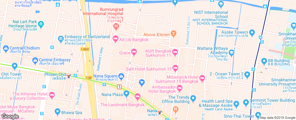 Отель Belaire Bangkok на карте Таиланда