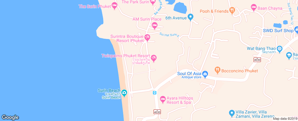 Отель Benyada Lodge Surin Beach на карте Таиланда
