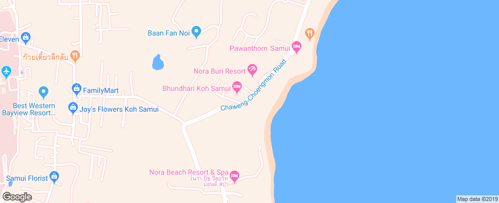 Отель Bhundhari Chaweng Beach Resort на карте Таиланда