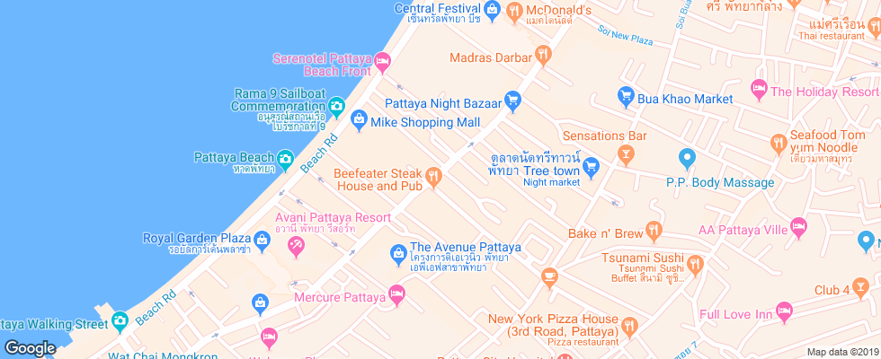 Отель Boss Boutique Pattaya на карте Таиланда