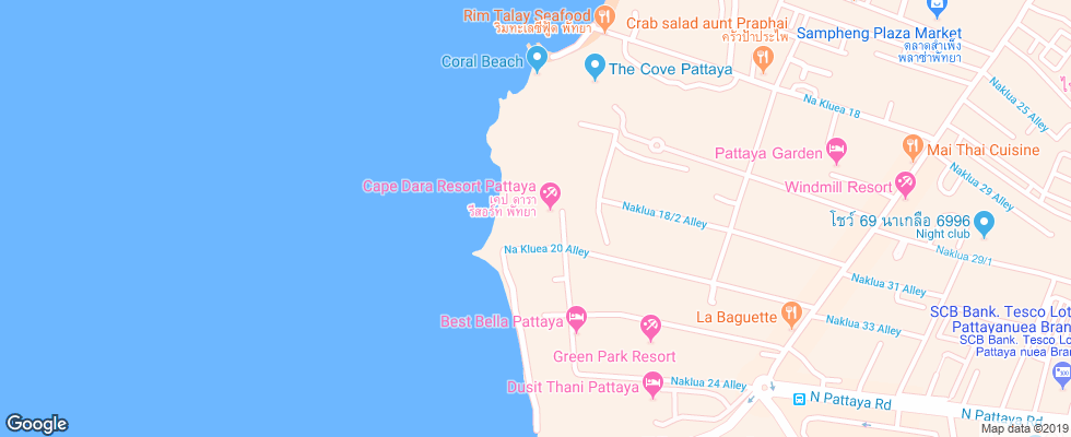 Отель Cape Dara Resort на карте Таиланда