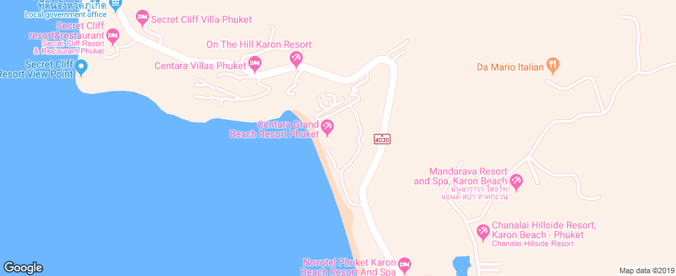 Отель Centara Grand Beach Resort Phuket на карте Таиланда