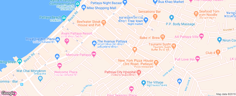 Отель Centra Avenue Hotel Pattaya на карте Таиланда