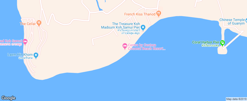 Отель Centra Coconut Beach Resort Samui на карте Таиланда