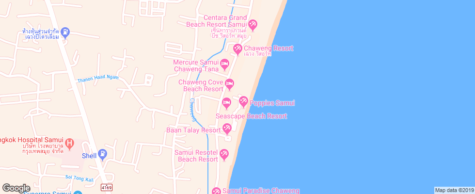 Отель Chaweng Cove Resotel на карте Таиланда