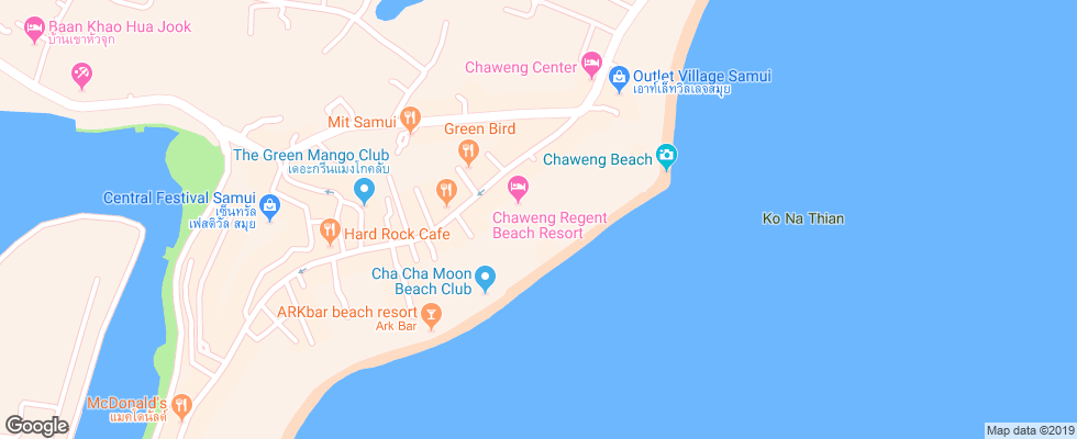 Отель Chaweng Regent Beach Resort на карте Таиланда