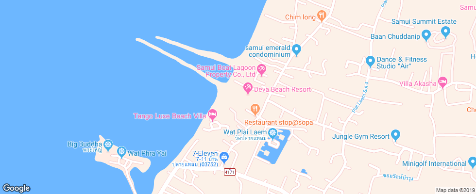 Отель Deva Samui Resort & Spa на карте Таиланда