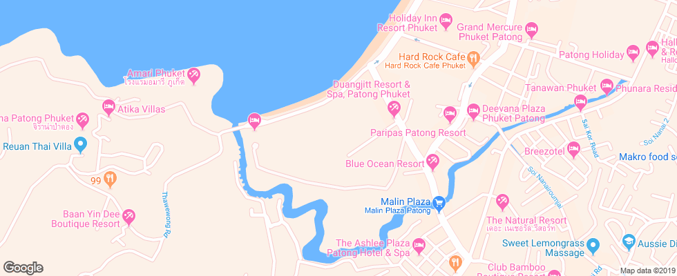 Отель Duangjitt Resort на карте Таиланда