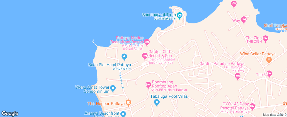 Отель Garden Cliff Resort на карте Таиланда