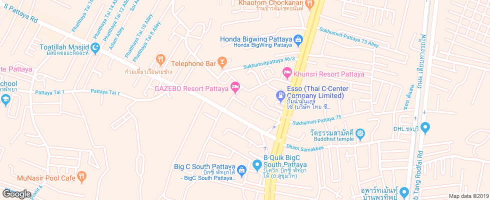 Отель Gazebo Resort на карте Таиланда