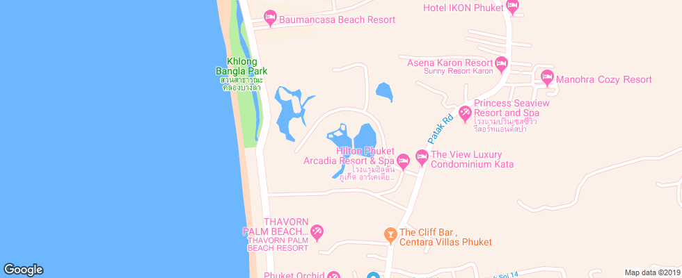 Отель Hilton Phuket Arcadia на карте Таиланда
