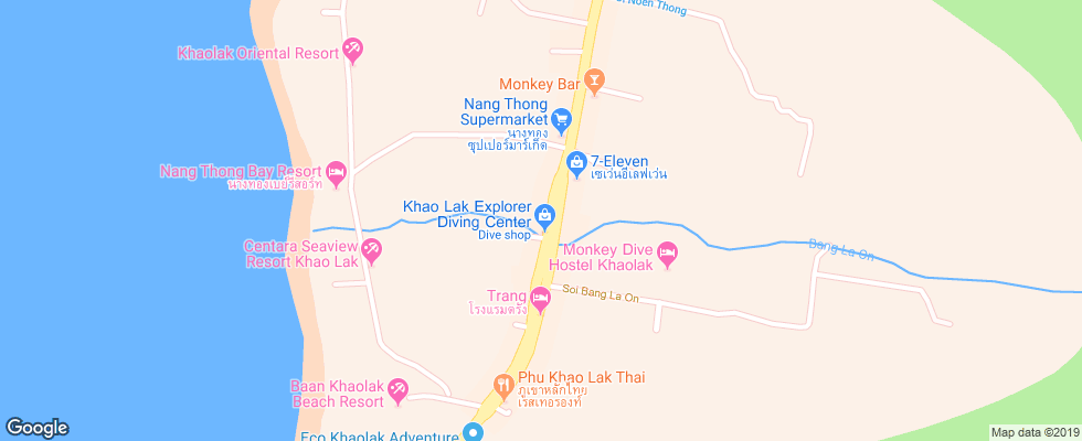 Отель Jerung Khaolak на карте Таиланда
