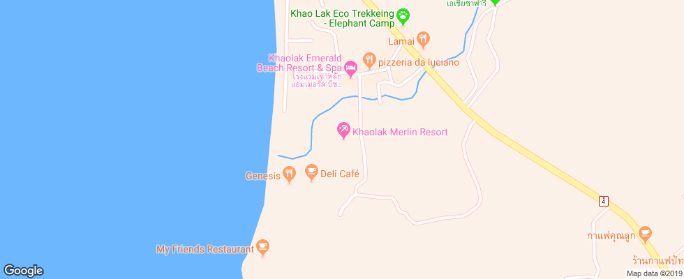 Отель Khao Lak Merlin Resort на карте Таиланда