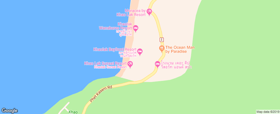 Отель Khaolak Bay Front Resort на карте Таиланда