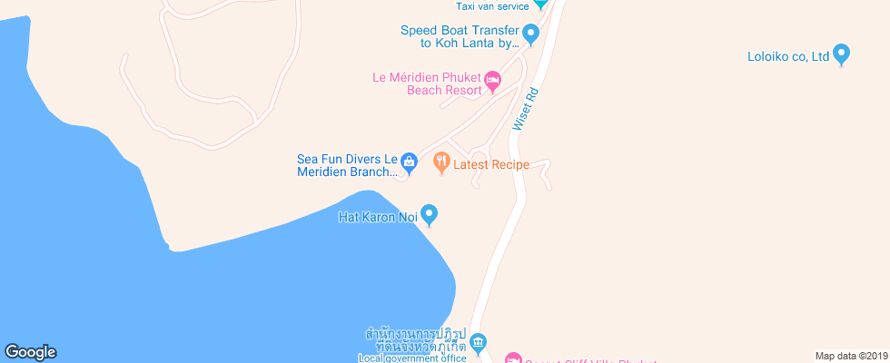 Отель Le Meridien Phuket Beach Resort на карте Таиланда