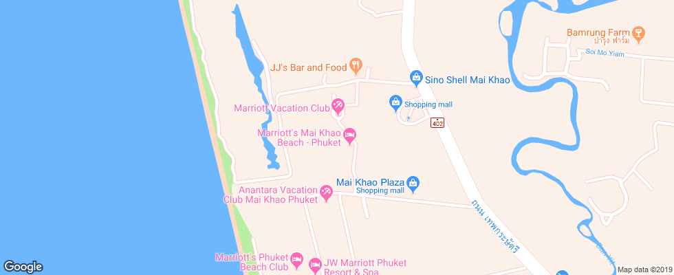 Отель Marriott Mai Khao Beach на карте Таиланда