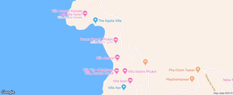 Отель Paresa Resort Phuket на карте Таиланда