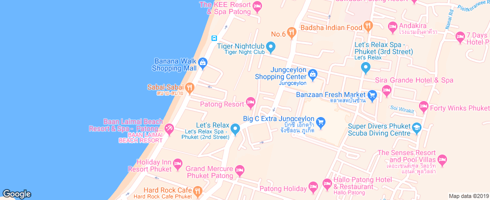 Отель Patong Resort на карте Таиланда