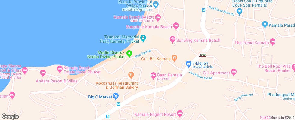Отель Print Kamala Resort на карте Таиланда