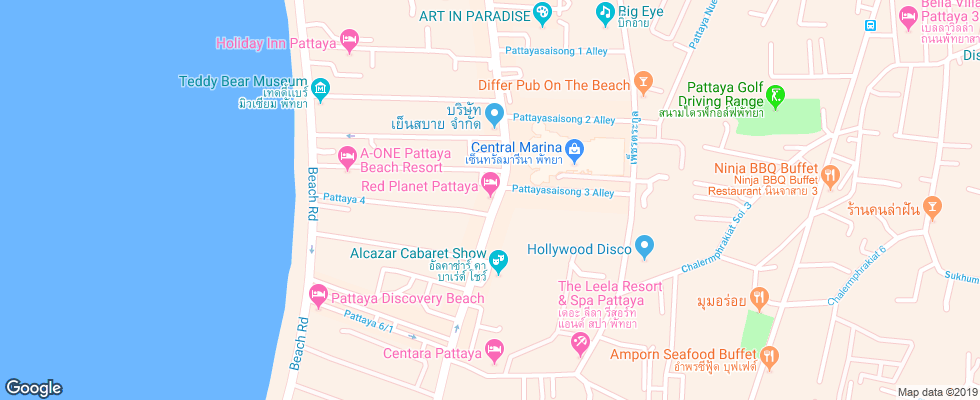 Отель Red Planet Pattaya на карте Таиланда