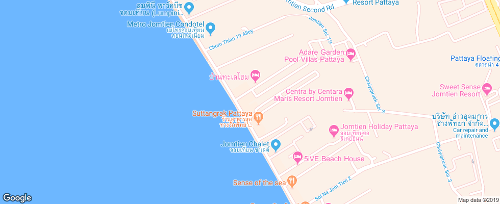 Отель Rodina Beach на карте Таиланда