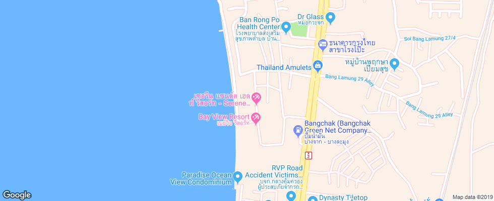 Отель Serene Sands Health Resort на карте Таиланда
