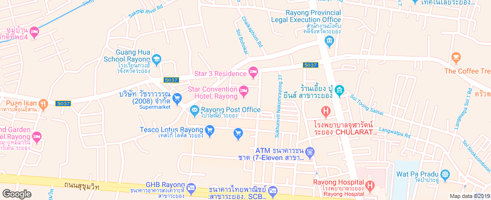 Отель Star Hotel Rayong на карте Таиланда