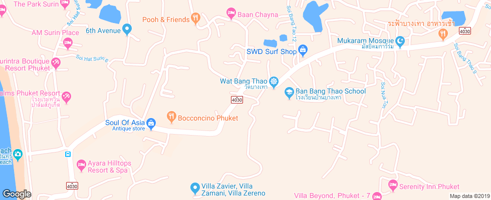 Отель Surin Gate на карте Таиланда