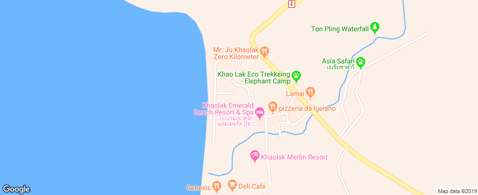 Отель The Briza Khao Lak на карте Таиланда