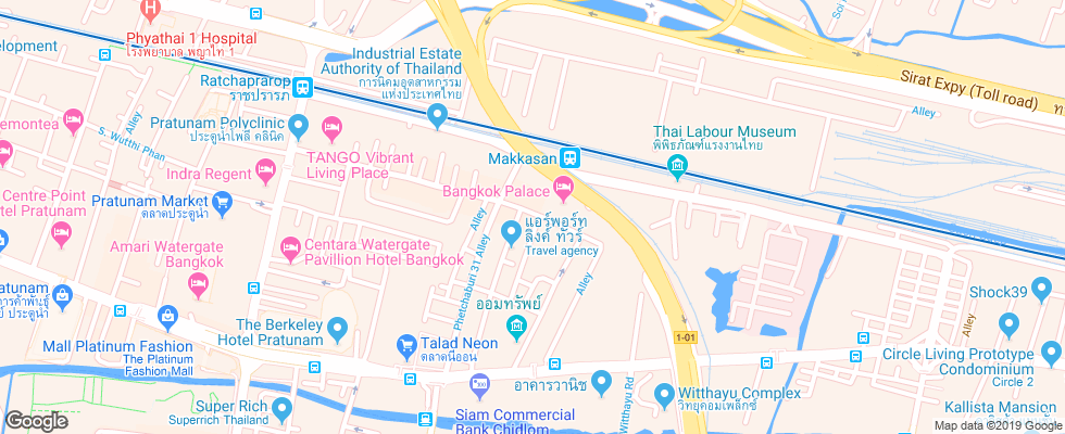 Отель The Ecotel Bangkok на карте Таиланда