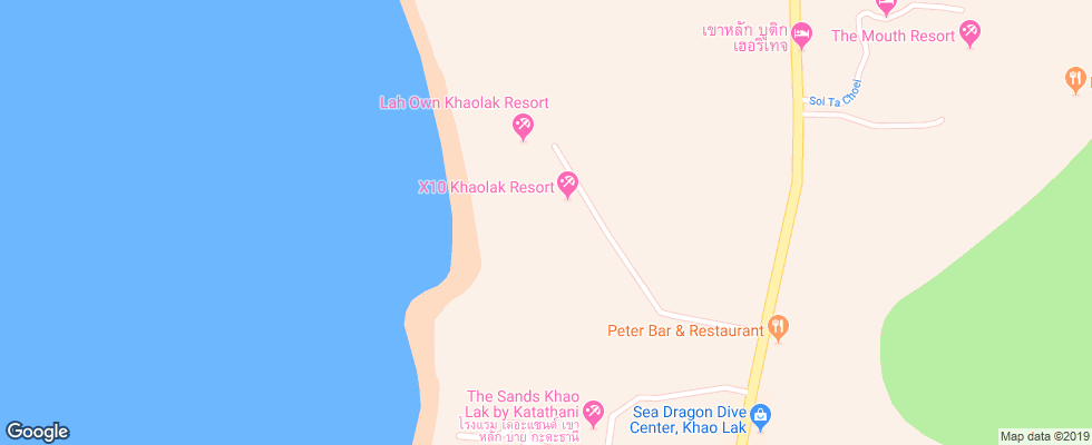 Отель X10 Khaolak Resort на карте Таиланда
