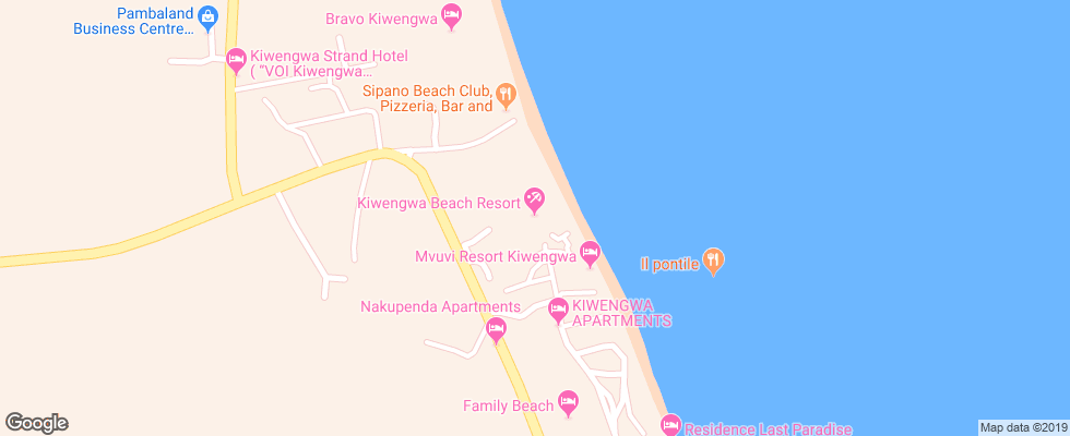 Отель Kiwengwa Beach Resort на карте Танзании