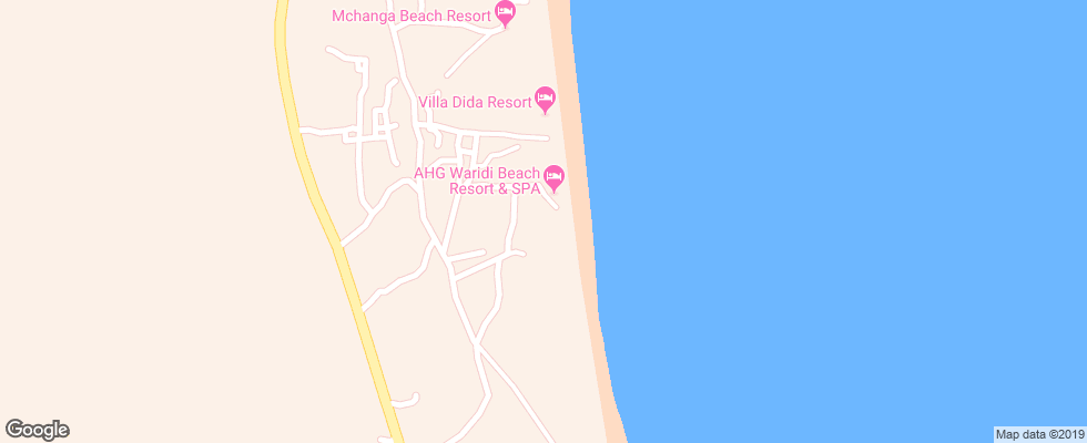 Отель Waridi Beach Resort & Spa на карте Танзании