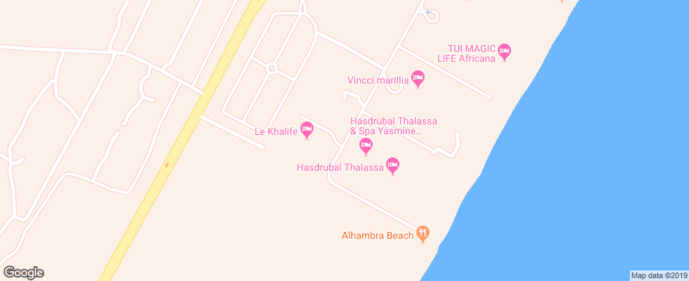 Отель Alhambra Thalasso на карте Туниса