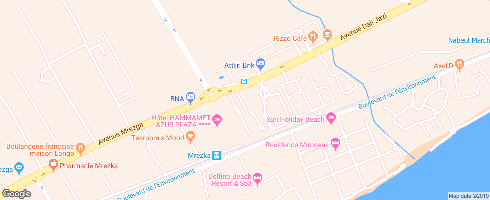 Отель Azur Plaza Hammamet на карте Туниса