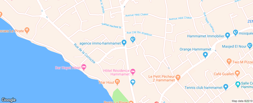 Отель Bousten Long Beach Club на карте Туниса
