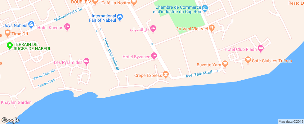 Отель Byzance на карте Туниса