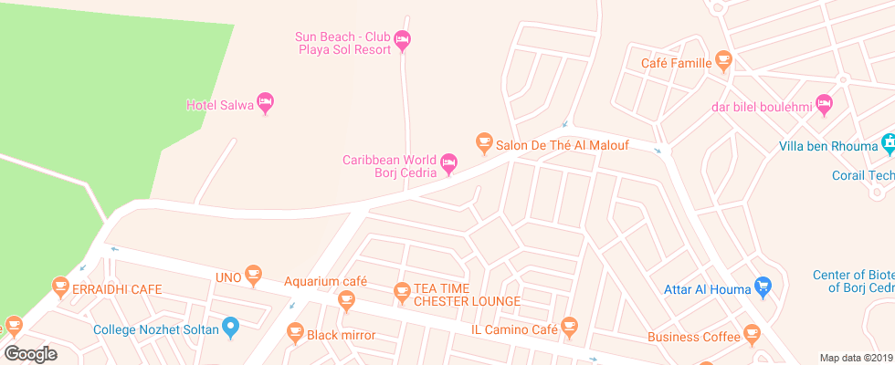 Отель Caribbean World Borj Cedria на карте Туниса