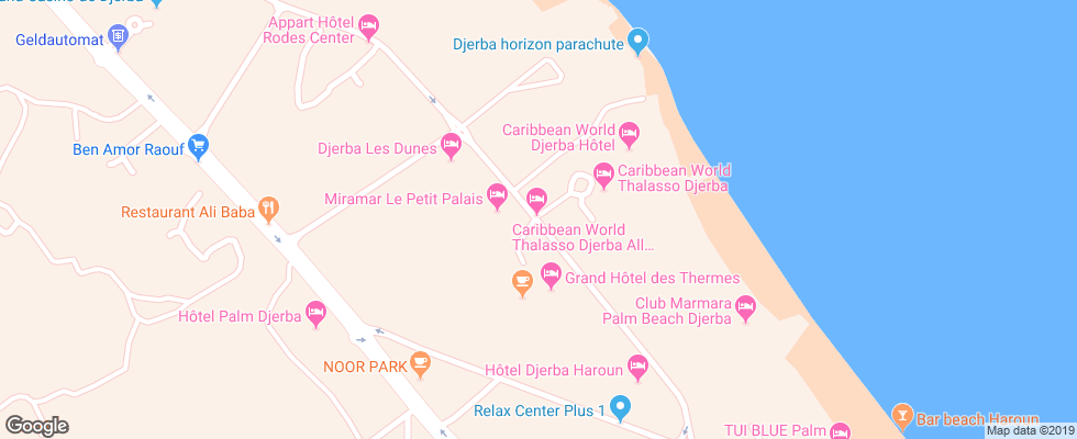 Отель Caribbean World Djerba на карте Туниса