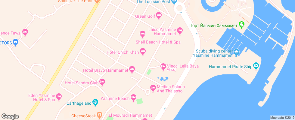 Отель Chich Khan на карте Туниса